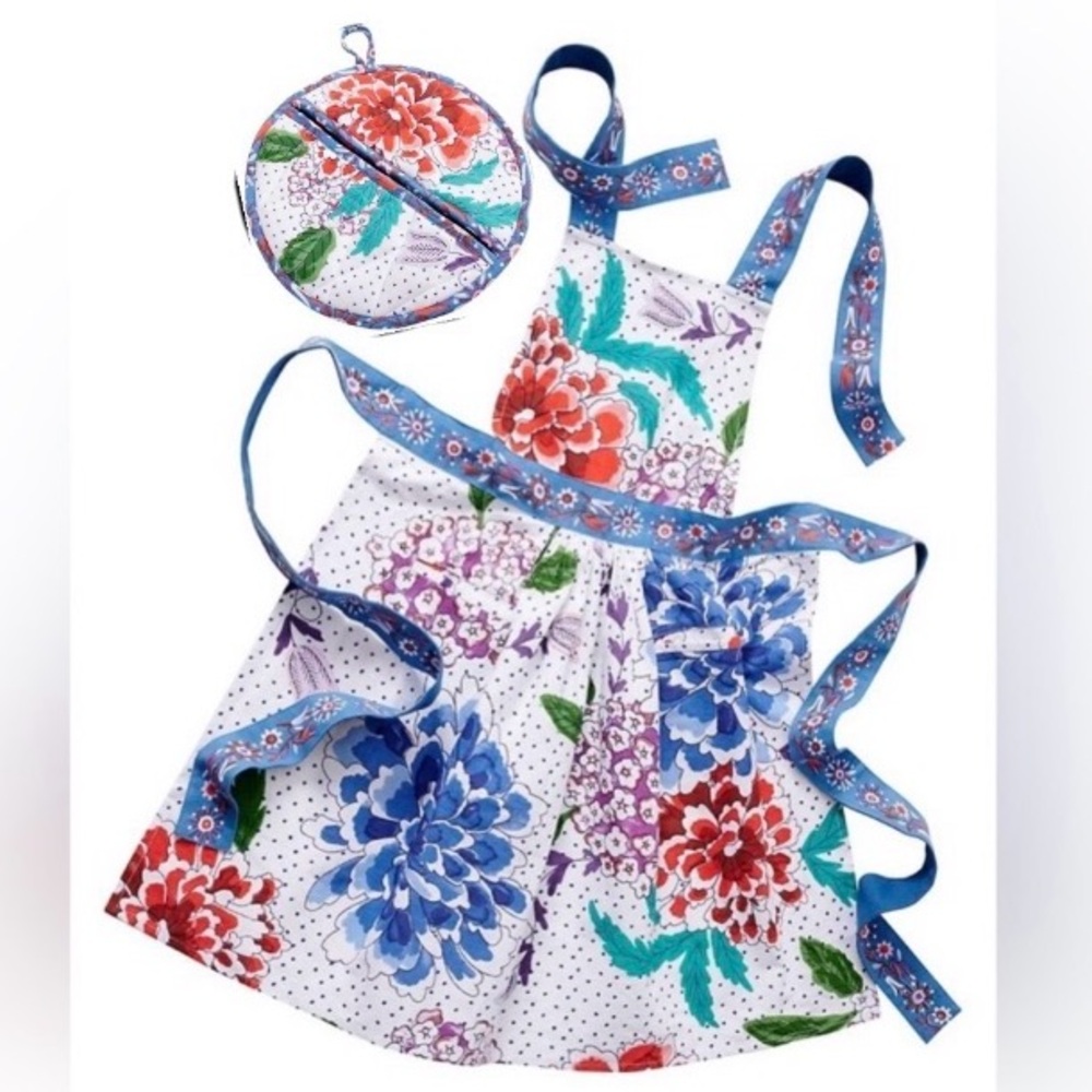NEW 🌺 Anthro Mya Floral Apron & Pot Holder Set Motif SOLD OUT!! NWT